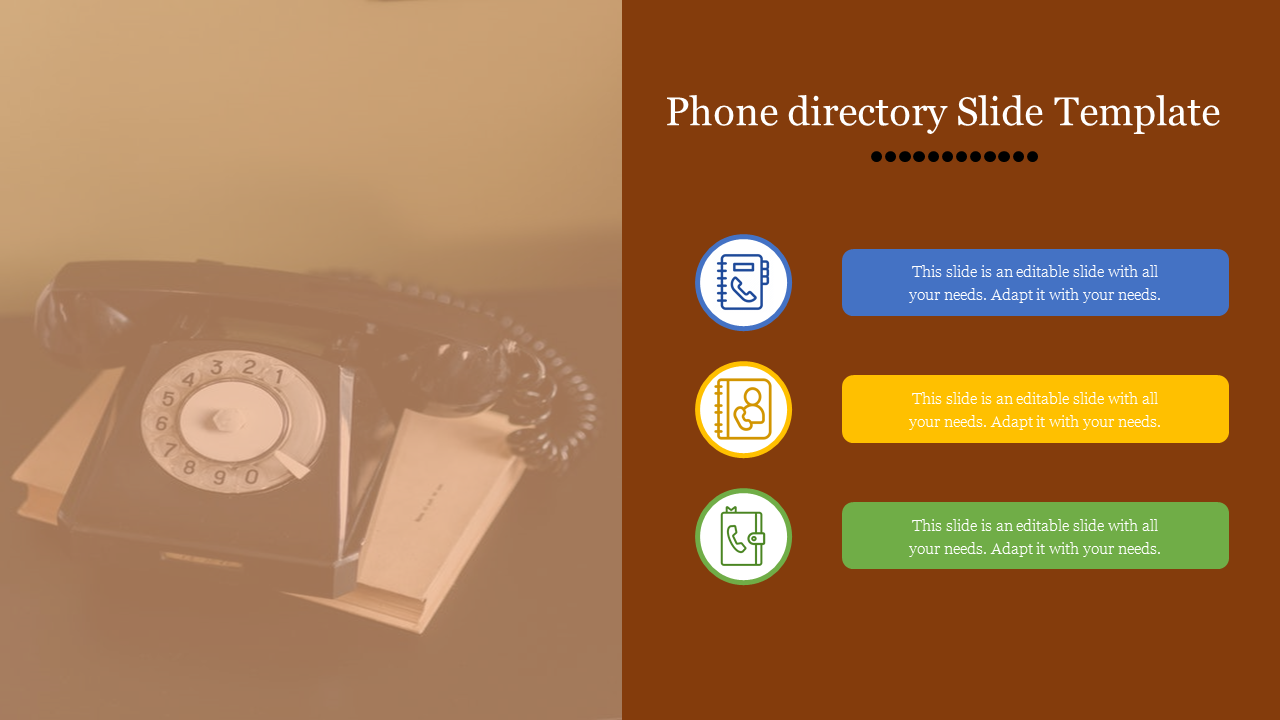 Customized Phone Directory Slide Templates Designs